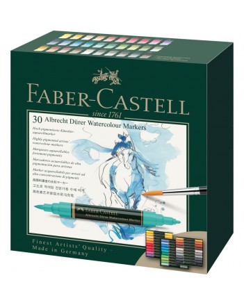 Portefeuille de 30 Marqueurs Aquarelle Albrecht Dürer Double Pointe, Faber-Castell - Réf.160330