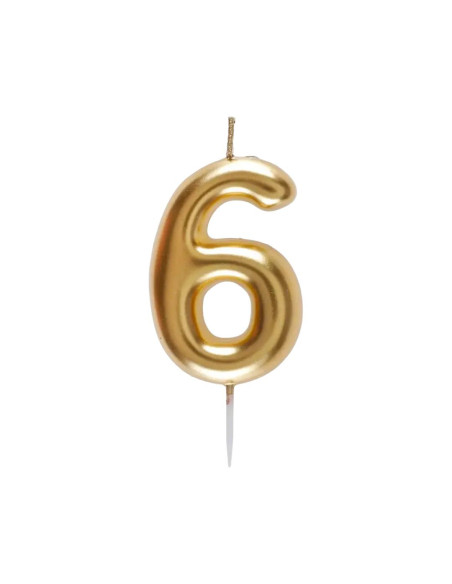 Bougie Anniversaire Chiffre 6 Doré, PM