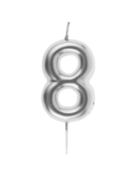 Bougie Anniversaire Chiffre 8 Argent, PM