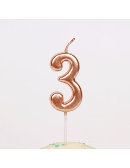 Bougie Anniversaire Chiffre 3 Bronze , PM