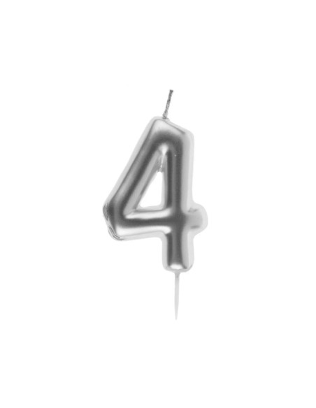 Bougie Anniversaire Chiffre 4 Argent, PM