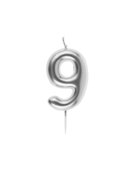 Bougie Anniversaire Chiffre 9 Argent, PM