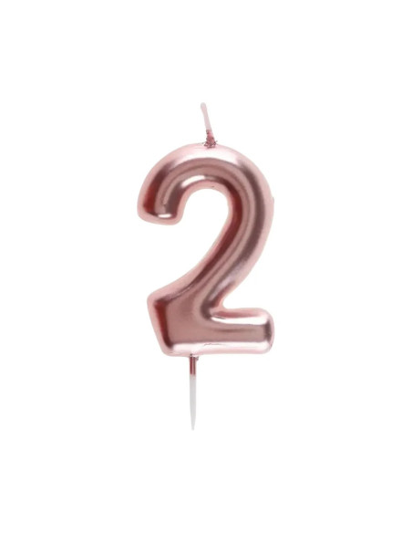 Bougie Anniversaire Chiffre 2 Rose Gold,  GM