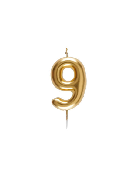 Bougie Anniversaire Chiffre 9 Doré, PM