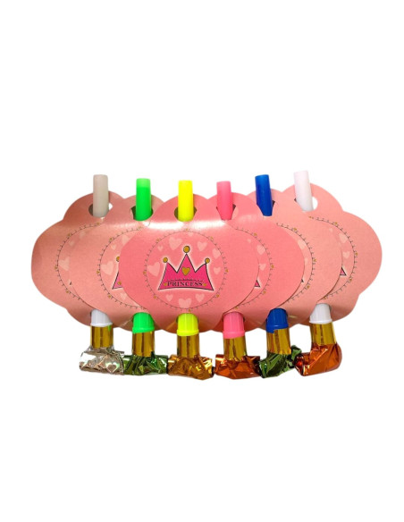 Set de 6 Sifflets Anniversaire, Princesse