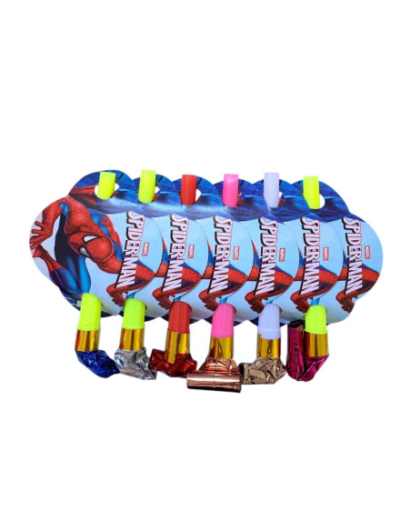 Set de 6 Sifflets Anniversaire, Spider Man