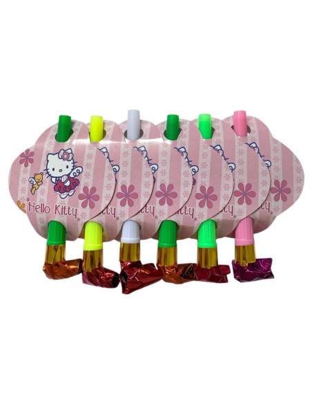 Set de 6 Sifflets Anniversaire, Hello Kitty