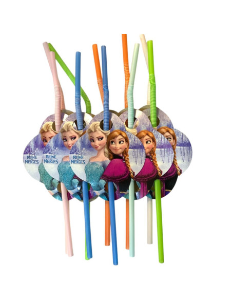 Set de 10 Pailles Anniversaire, La Riene Des Neiges