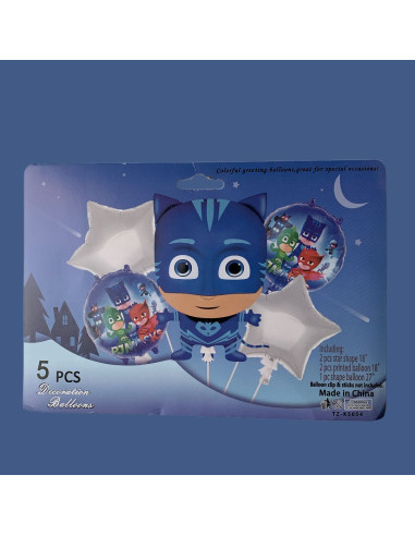 Set de 5 Ballons Gonflable, PJ Masks