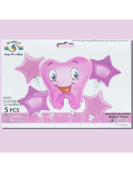 Set de 5 Ballons Gonflable Dent, Fille