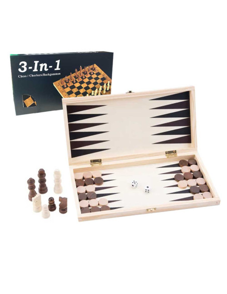 Jeu d'échecs en Bois avec Une Table Pliable PM, 3en1
