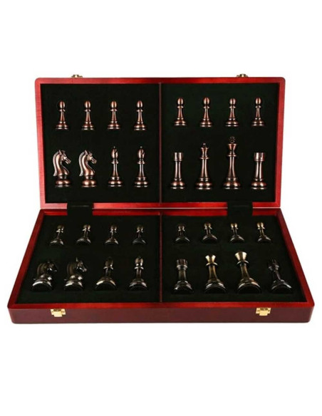 Jeu d'échecs en Métal Luxe avec Une Table Pliable