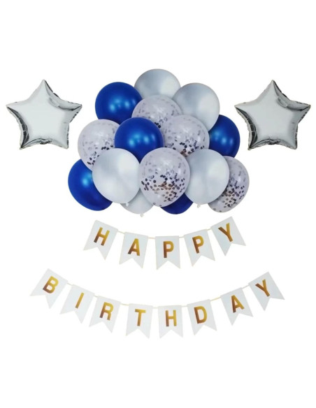 Set De Décoration D'anniversaire, Bleu