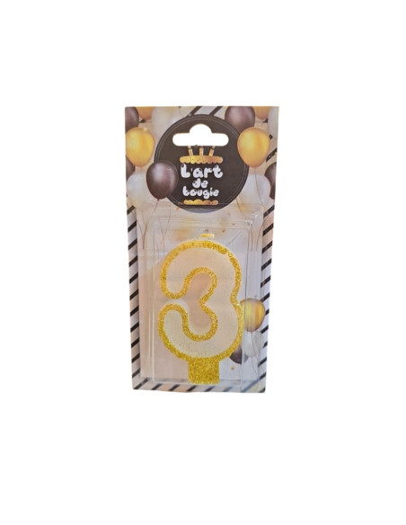 Bougie D'anniversaire Avec Paillettes Dorées N°3