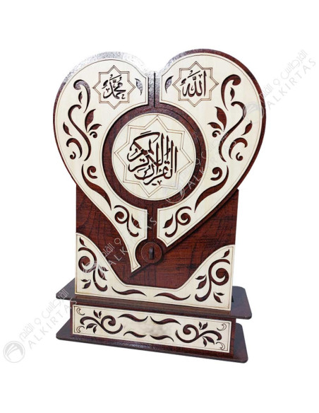 Coffret Coran Coeur En Bois, Pm - مصحف في حامل خشبي