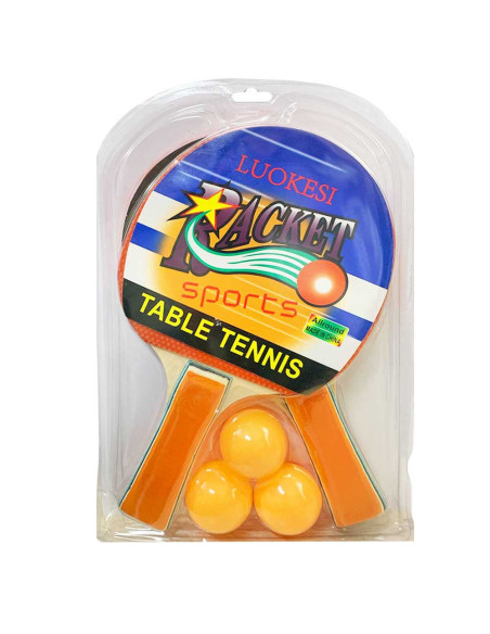 2 Raquettes de Ping Pong Double Face avec 3 Ballons