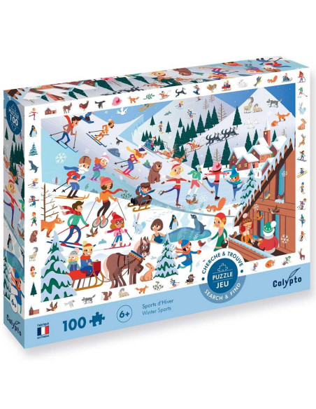 Puzzle 100 pcs, Cherche Et Trouve - Sports d'Hiver - Calypto By Sentosphère