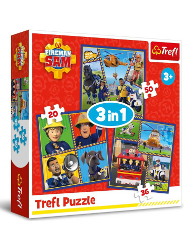 Puzzle 3en1 Fireman Sam - Trefl