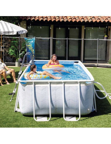 Piscine Chevron Rectangulaire 4.00x2.00x1.00 M avec Echelle et Filtre - Intex