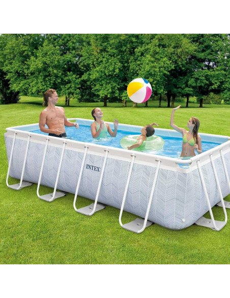 Piscine Chevron Rectangulaire 4.00x2.00x1.00 M avec Echelle et Filtre - Intex