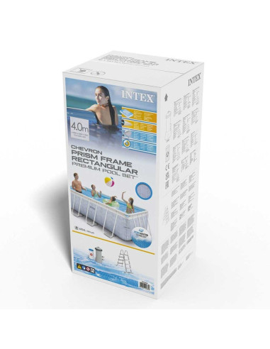 Piscine Chevron Rectangulaire 4.00x2.00x1.00 M avec Echelle et Filtre - Intex