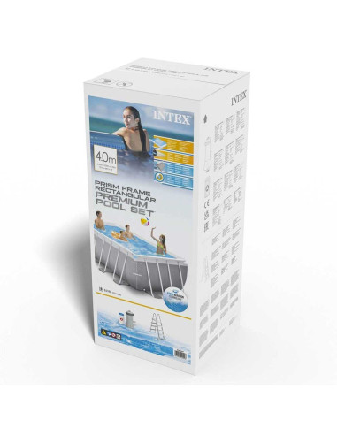 Piscine Prism Frame Rectangulaire 4.00x2.00x1.22 M avec Echelle et Filtre - Intex