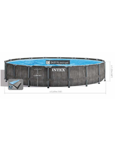 Piscine Baltik 5,49x1,22 M avec Echelle, Filtre, Tapis et Bâche - Intex