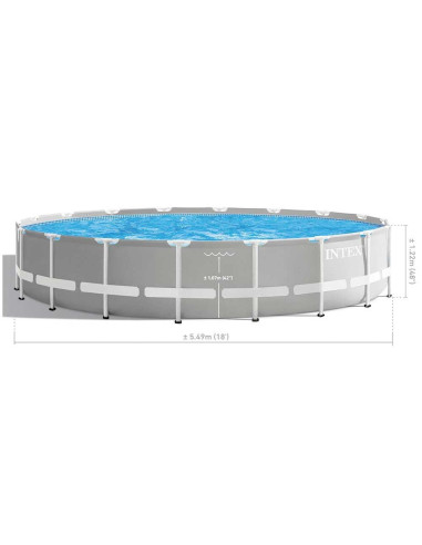 Piscine Prism Frame Ronde 5,49x1,22 M avec Echelle, Filtre, Tapis et Bâche - Intex
