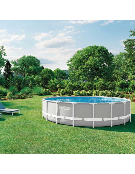 Piscine Prism Frame Ronde 5,49x1,22 M avec Echelle, Filtre, Tapis et Bâche - Intex