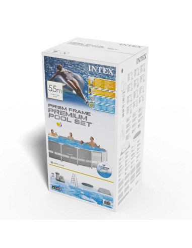 Piscine Prism Frame Ronde 5,49x1,22 M avec Echelle, Filtre, Tapis et Bâche - Intex
