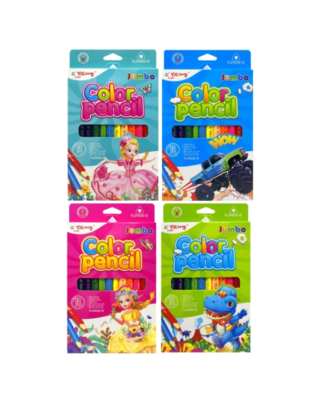 Set de12 Crayons de Couleur Jumbo - Yalong