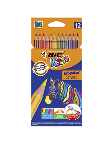 Set De 12 Crayons Evolution Rayures - Bic Kids