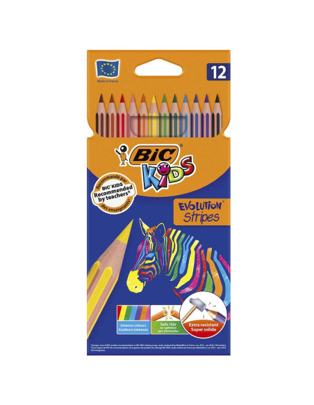 Set De 12 Crayons Evolution Rayures - Bic Kids
