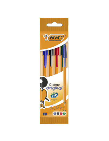 Set De 4 Stylos Orange Original Fine - Bic
