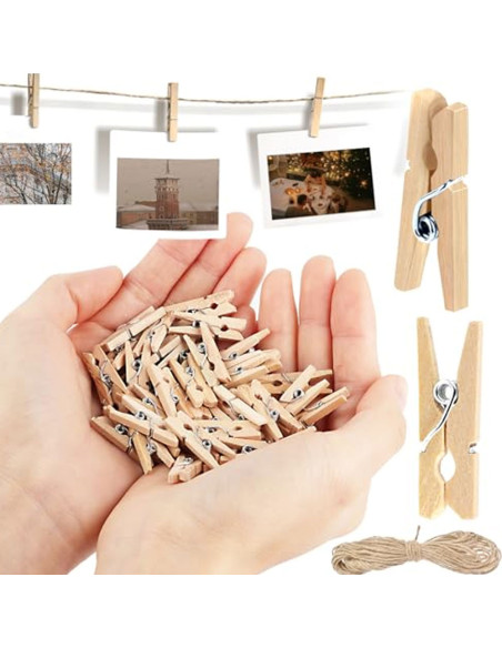 Mini Pinces à Linge en Bois