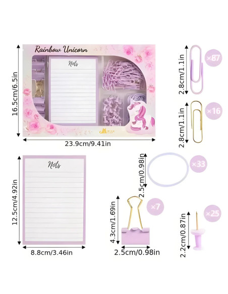 Set de Papeterie Rainbow Unicorn