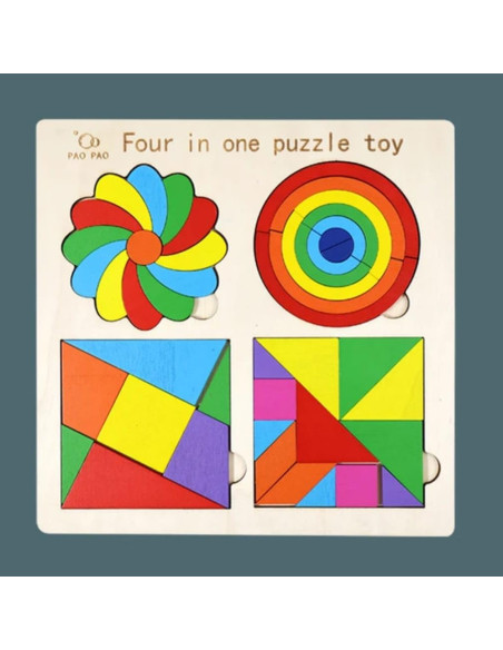 Puzzle en Bois 4en1, Des Formes