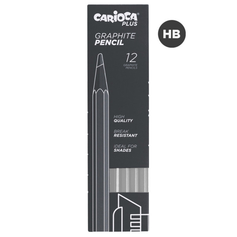 12 Crayons Graphite Carioca Plus, HB