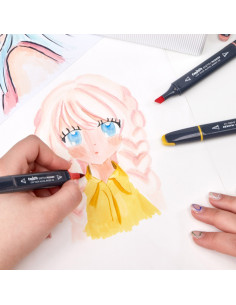 Set 4 Marqueurs Tons Vert Double Pointe Alcool - Carioca Plus 2