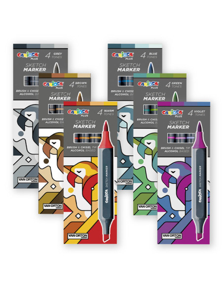Set 4 Marqueurs Tons Violet Double Pointe Alcool - Carioca Plus
