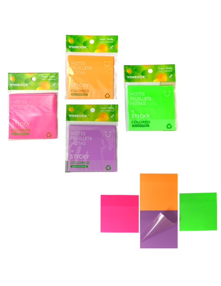 Sticky Notes Adhésives Carrées Colorés - WINBOOK