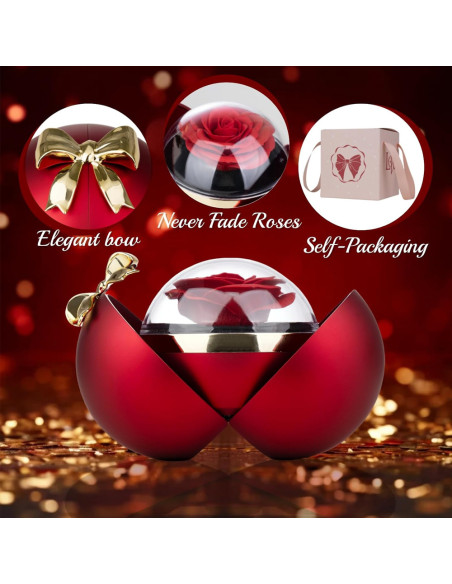 Rose Eternelle en Coffret avec Compartiment Cadeau