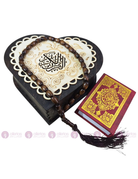 Coffret Forme Cœur Mini Coran avec Sebha