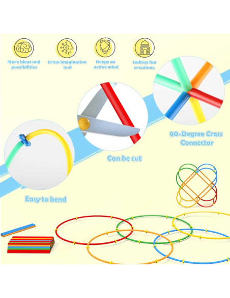 Jeu de Construction Flexible, Batonnets & Connecteurs 3D