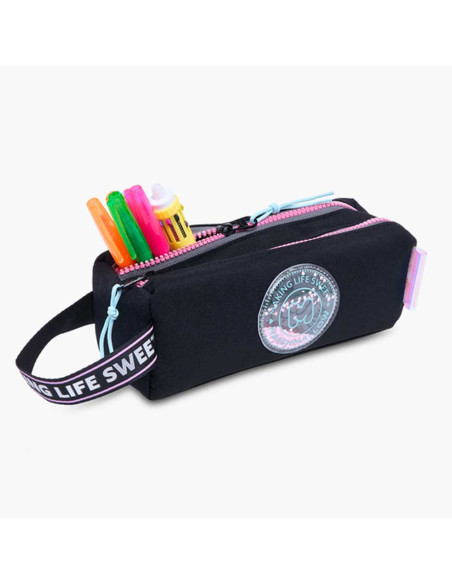 Trousse 2 compartiments, Stellar Black - Marshmallow