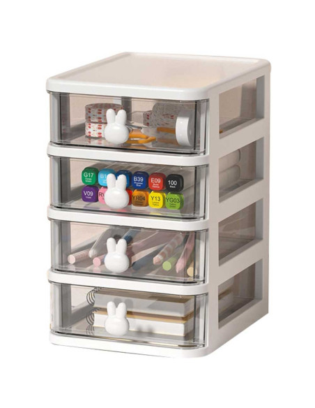 Bloc de Rangement 4 Tiroirs en PP Blanc SD025