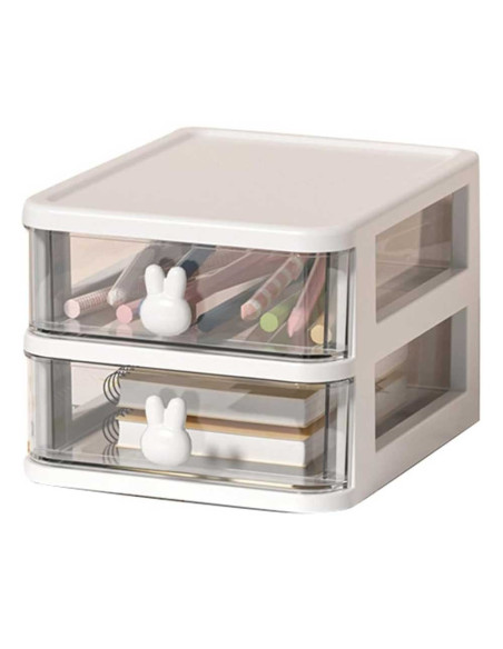 Bloc de Rangement 2 Tiroirs en PP Blanc SD025