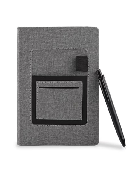 Notebook Gris avec Poche Frontale