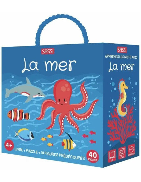 La Mer - Q-Box Sassi (Livre, Puzzle 40 pieces et Figurines)