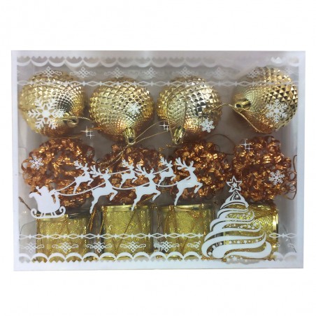 Boules de Décoration Noël GM Doré - 12pcs